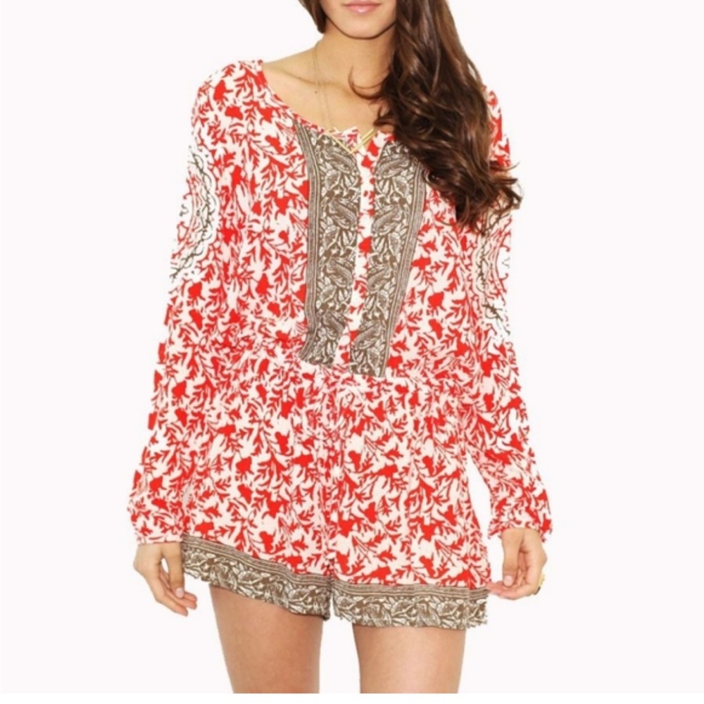 Free People Red and White Romper size S